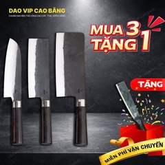 Bộ dao bếp nhíp xe chặt thái lọc đa năng cán gỗ mun CB89NM DAO VIP CAO BẰNG