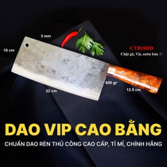 Dao chặt - thái bản 10 - Thép nhíp ô tô - Cán gỗ khâu đồng - CTB10MDD