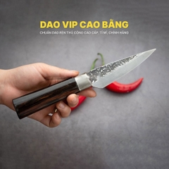Dao lọc thái nhỏ - Thép nhíp ô tô - Cán mun khâu inox G13TM sắc bén hàng chuẩn chính hãng của DAO VIP CAO BẰNG