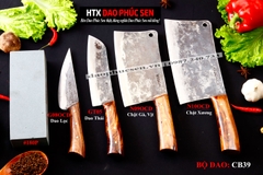 BỘ DAO BẾP CB39 thép nhíp xe cán gỗ cẩm / HTX DAO PHÚC SEN