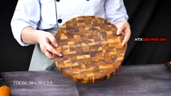 Thớt Gỗ Teak Cao Cấp - Chặt Thái, Trang Trí - 30x30x3,8cm - TDC04