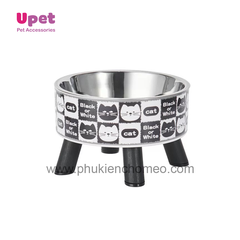 Bát 4 chân hình mèo cổ điển có inox (đóng hộp) cw367-1