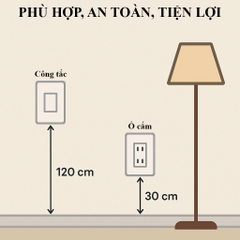 Độ cao lắp đặt công tắc ổ cắm tiêu chuẩn phù hợp an toàn tiện lợi