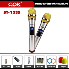 Micro không dây COK ST-123 chống hú, lọc âm cực đỉnh cân mọi dàn karaoke, loa kéo