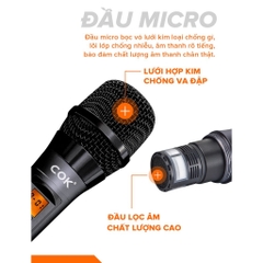Micro Không Dây Cao Cấp COK ST-213 Chỉnh Âm Đa Dạng