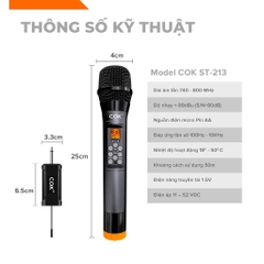 Micro Không Dây Cao Cấp COK ST-213 Chỉnh Âm Đa Dạng