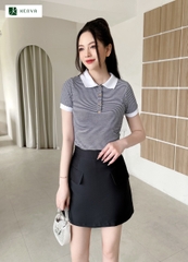 Phông POLO kẻ nhỏ cổ trơn