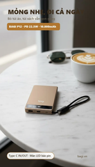 Pin dự phòng Bagi P12 siêu mỏng 10.000mAh PD 22.5W