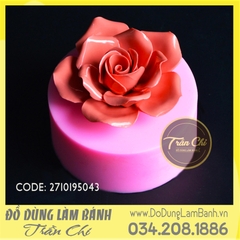 Khuôn silicone hoa HỒNG cánh mỏng xoắn xòe 5 (5043)