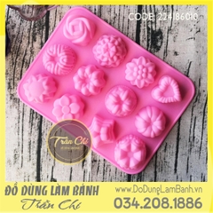 Khuôn silicone vỉ Hoa hình đủ loại 12c (VT1235)