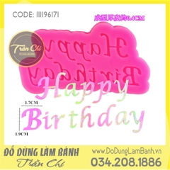 Khuôn silicone Chữ Happy Birthday nét NGHIÊNG lớn