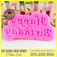 Khuôn silicone Chữ Happy Birthday nét NGHIÊNG lớn