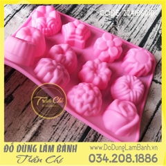 Khuôn silicone vỉ Hoa hình đủ loại 12c (VT1235)
