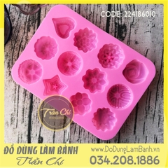 Khuôn silicone vỉ Hoa hình đủ loại 12c (VT1235)