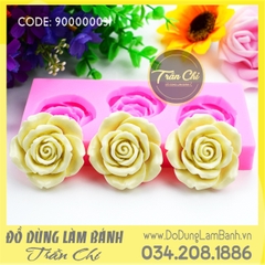 Khuôn silicone hoa Hồng nở xòe vỉ 3c