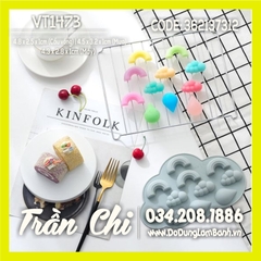 VT1473 - Khuôn silicone vỉ Cầu vồng, Mây, Mưa 11c (21/11)