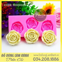 Khuôn silicone hoa Hồng nở xòe vỉ 3c