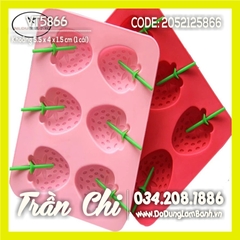 Khuôn silicone vỉ Trái DÂU TÂY 6c TRUNG (VT5866)