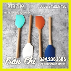 Cây phới vét dẹp SPATULA silicone CÁN GỖ - 33.5cm (MÀU NGẪU NHIÊN) (BT3749) (Updated 11/21)