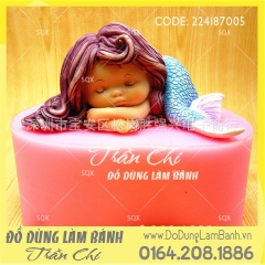 Khuôn silicone nàng tiên cá ngủ chữ nhật