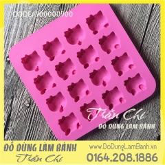 Khuôn silicone vỉ Mặt Kitty biểu cảm 16c nhỏ