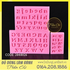 Khuôn silicone set 3 khuôn: chữ in, thường, số - Size nhỏ