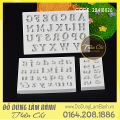 Khuôn silicone set 3 khuôn: chữ in, thường, số - Size nhỏ