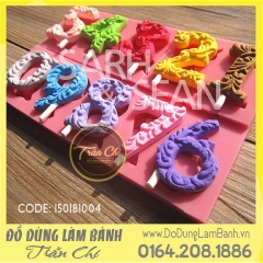 Set 2 khuôn silicone số 0-9 in hoa văn cong