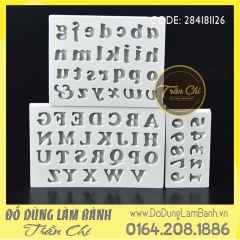 Khuôn silicone set 3 khuôn: chữ in, thường, số - Size nhỏ