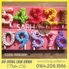 Set 2 khuôn silicone số 0-9 in hoa văn cong