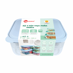 Bộ 3 Hộp Thực Phẩm 150-280-500ml (HNB03)
