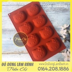 Khuôn silicone vỉ mặt Kitty 8c trung - Chữ nhật