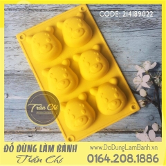 Khuôn silicone gấu Pooh 6c - Chữ nhật