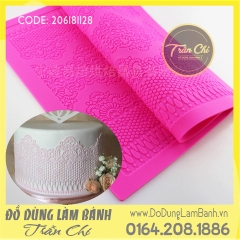 Khuôn silicone lace hoa văn chấm, cong 3c