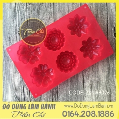 VT0306 - Khuôn silicone vỉ HOA 3 loại 6c LỚN (12/2)