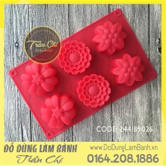 VT0306 - Khuôn silicone vỉ HOA 3 loại 6c LỚN (12/2)