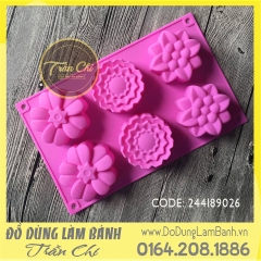 VT0306 - Khuôn silicone vỉ HOA 3 loại 6c LỚN (12/2)