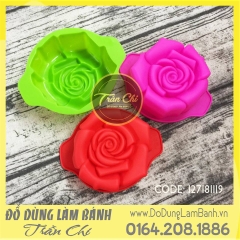 Khuôn silicone hoa HỒNG XOẮN trung 1c (KL119) (12.2cm)
