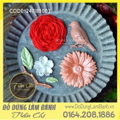 Khuôn silicone Combo 4 khuôn hoa và chim