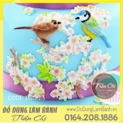 Khuôn silicone Hoa lá và chim - Xám (AF3384)