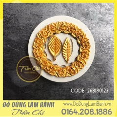 Khuôn silicone Vòng hoa hồng kèm 2 lá - Xám