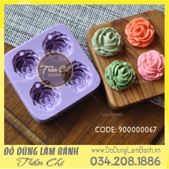 Khuôn silicone hoa Hồng nằm nghiêng 4c