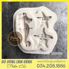 Khuôn silicone Cá ngựa, Sao, Sò biển - Xám