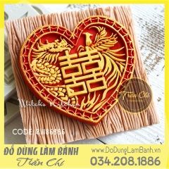 Khuôn silicone Tim song hỷ Long Phụng