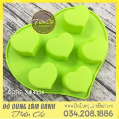 Khuôn silicone vỉ tim nhọn 6c lớn