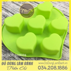 Khuôn silicone vỉ tim nhọn 6c lớn
