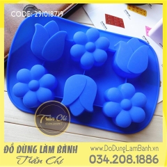 Khuôn silicone vỉ hoa Tulip, Sakura 6c