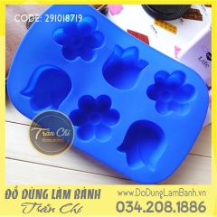 Khuôn silicone vỉ hoa Tulip, Sakura 6c