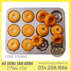 Khuôn nhôm Donut Tròn, Hoa, Xoắn 12c - Gold