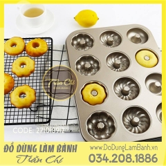 Khuôn nhôm Donut Tròn, Hoa, Xoắn 12c - Gold